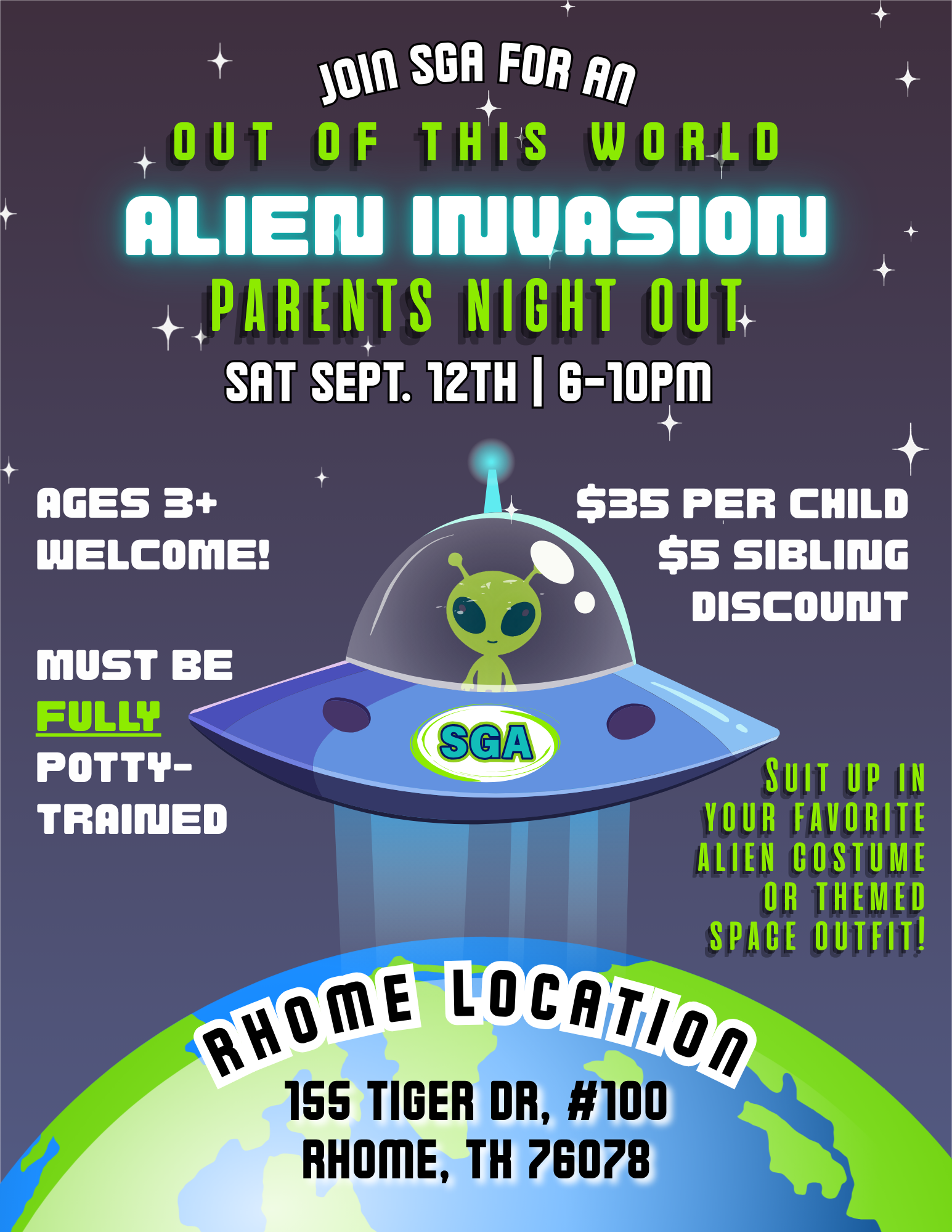 Rhome Alien Invasion PNO Flyer