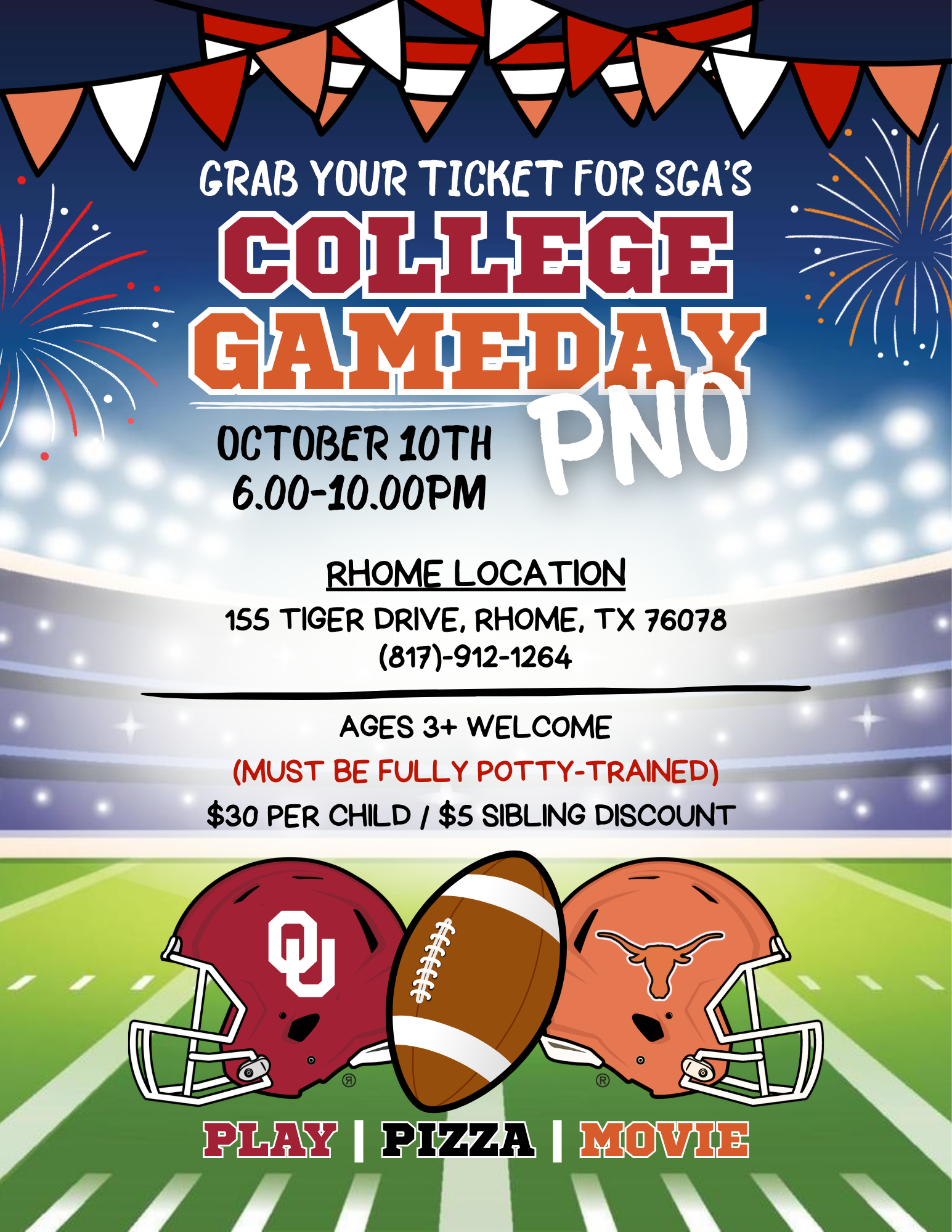 Rhome Gameday PNO Flyer