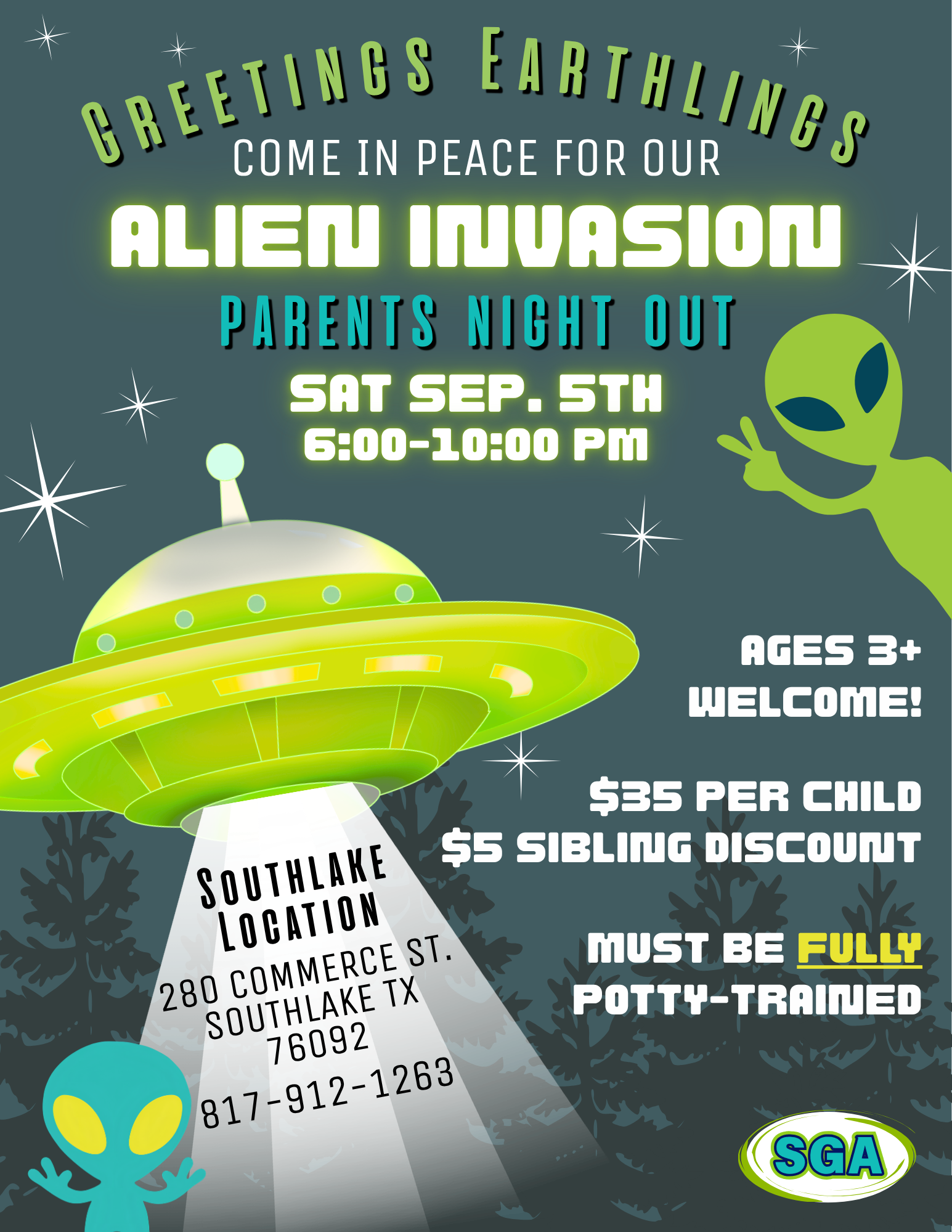 Southlake Alien Invasion PNO Flyer